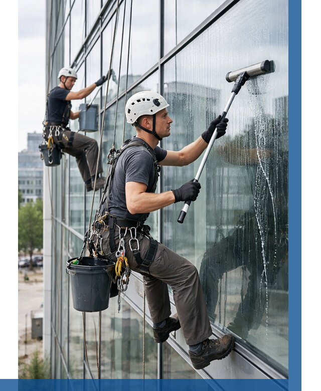 Мойка витражей альпинистами в Добрянке от 707 р. под ключ|ВЫСОТНИК-Дбр