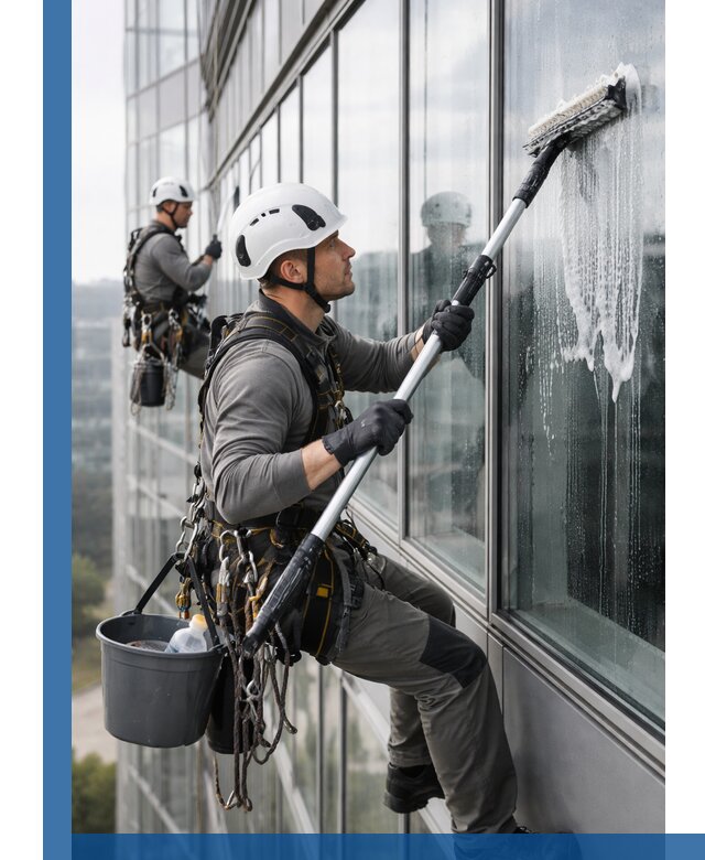 Высотная мойка сплошного остекления с выездом в Добрянке