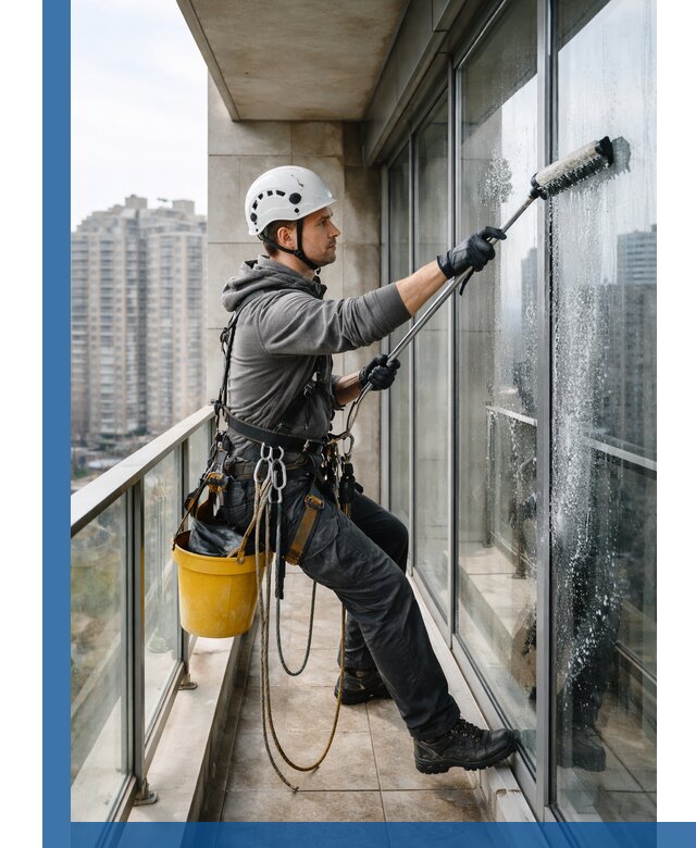 Профессиональная мойка балконного остекления в Добрянке