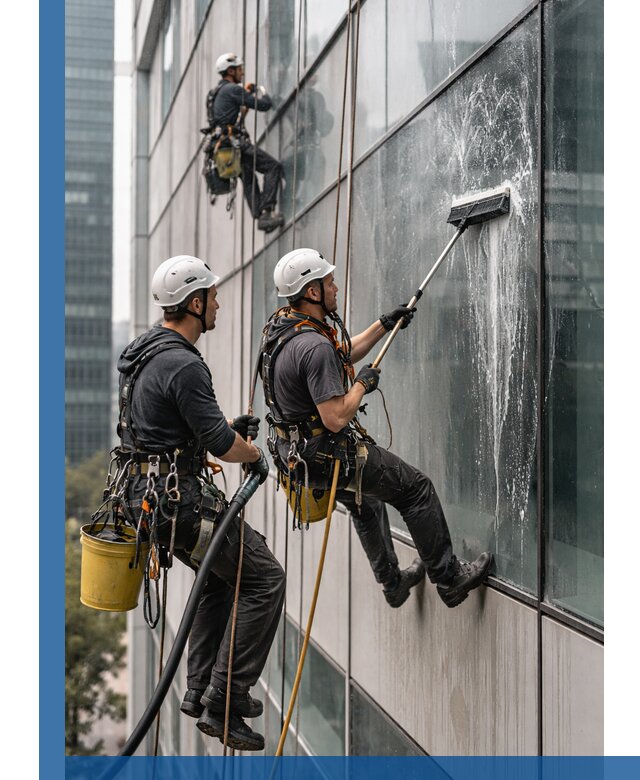 Профессиональная высотная мойка фасадов зданий в Добрянке
