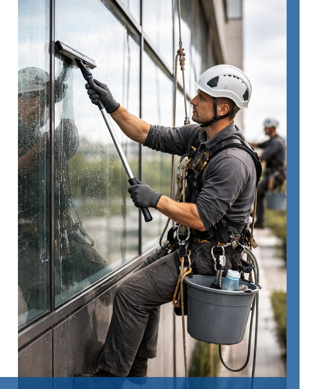 Мойка стеклянных фасадов в Добрянке от 202 р. | ВЫСОТНИК-Дбр