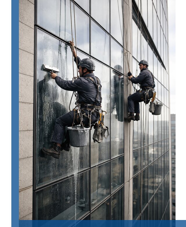 Профессиональная мойка стеклянных фасадов зданий в Добрянке