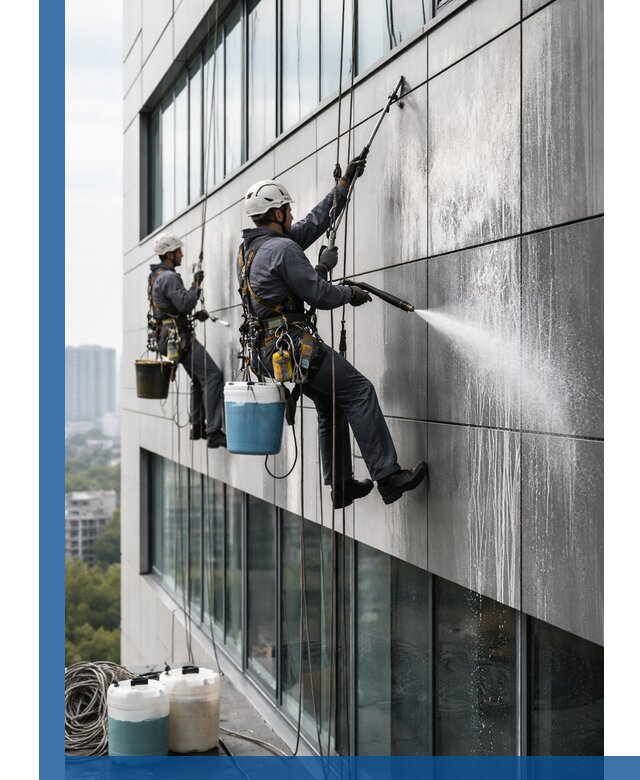 Профессиональная мойка вентилируемых фасадов в Добрянке