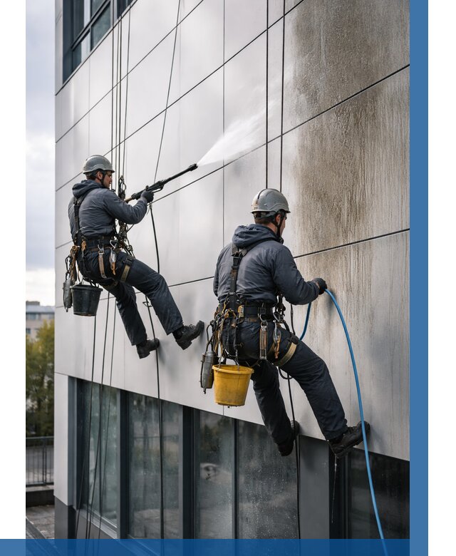 Мойка фасада из композита в Добрянке по цене от 303 р. | ВЫСОТНИК-Дбр