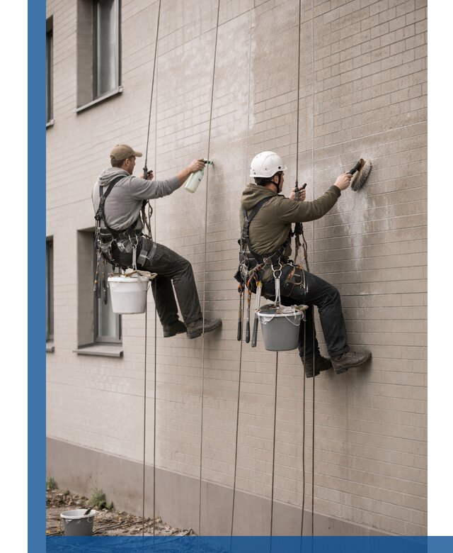 Удаление высолов с фасада зданий в Добрянке без повреждений и следов