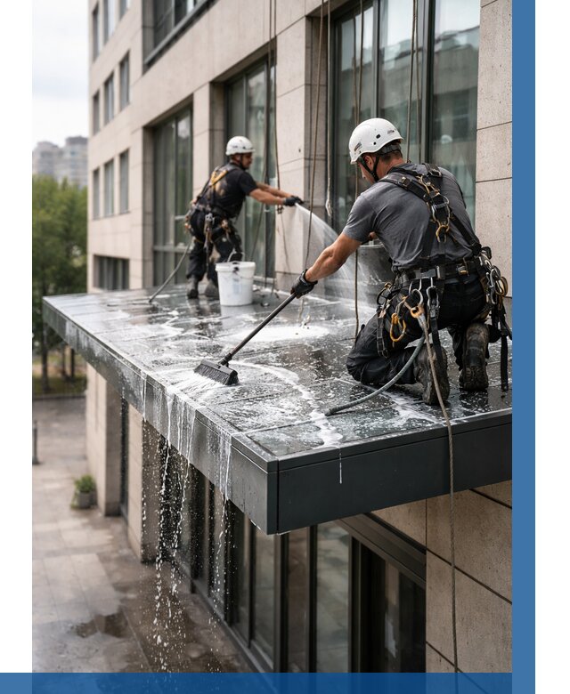 Мойка козырьков и навесов в Добрянке от 3536 р. | ВЫСОТНИК-Дбр