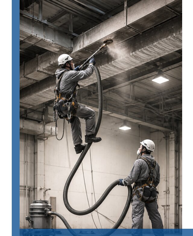 Обеспыливание потолочных конструкций в Добрянке промышленным альпинизмом