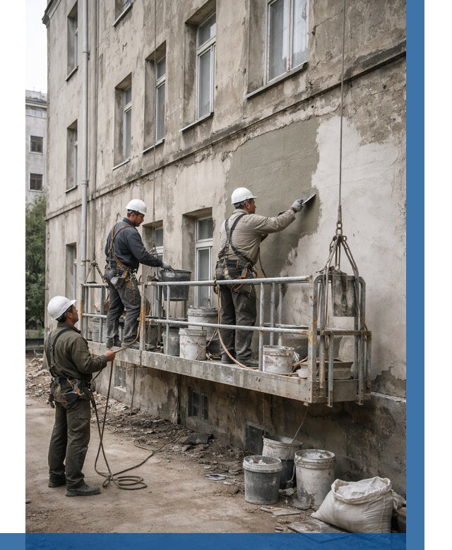 Капитальный ремонт фасада в Добрянке от 4243 р. | ВЫСОТНИК-Дбр