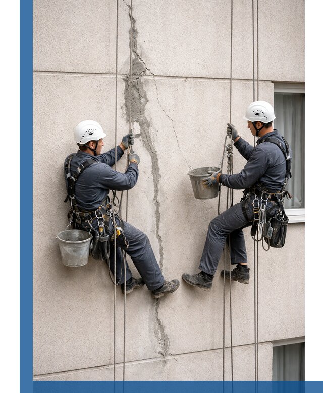 Заделка трещин на фасаде в Добрянке с гарантийным ремонтом