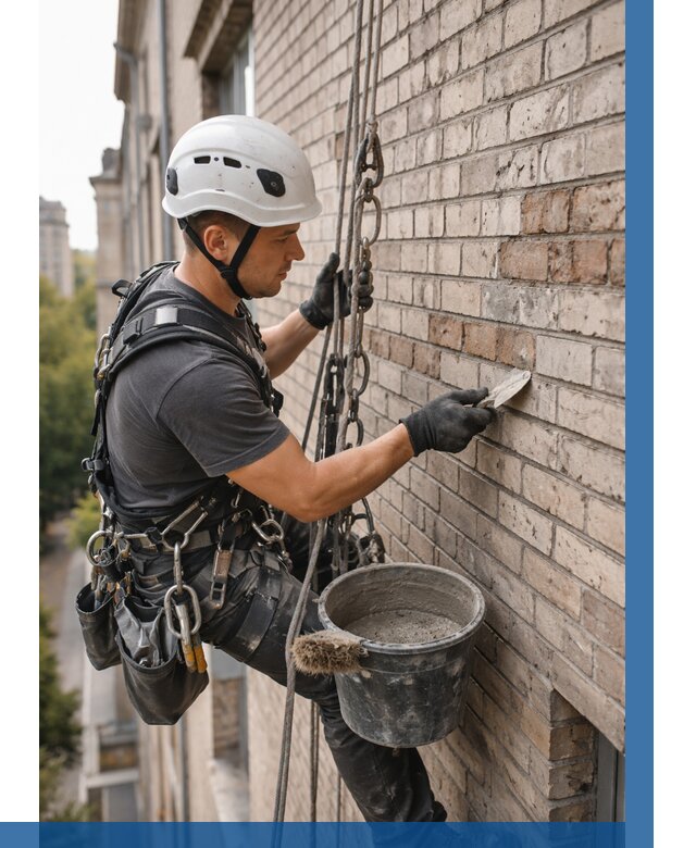 Ремонт кирпичной кладки фасада в Добрянке от 1818 р. | ВЫСОТНИК-Дбр