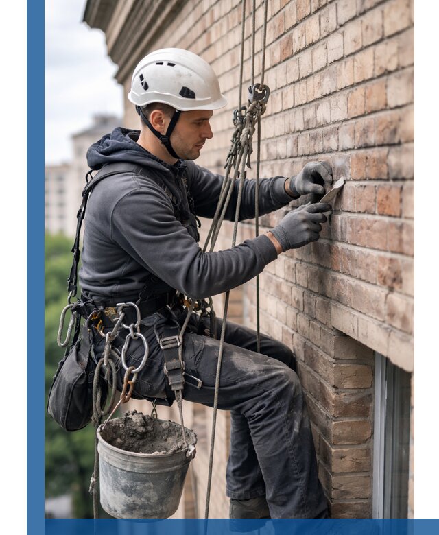 Качественный ремонт кирпичной кладки фасада в Добрянке с гарантией