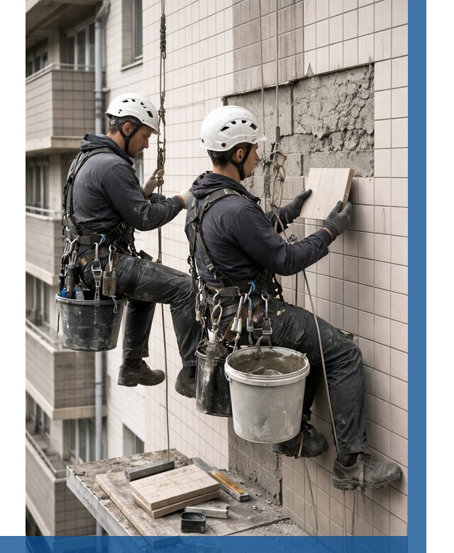 Ремонт облицовки фасада плиткой в Добрянке от 1818 р. | ВЫСОТНИК-Дбр