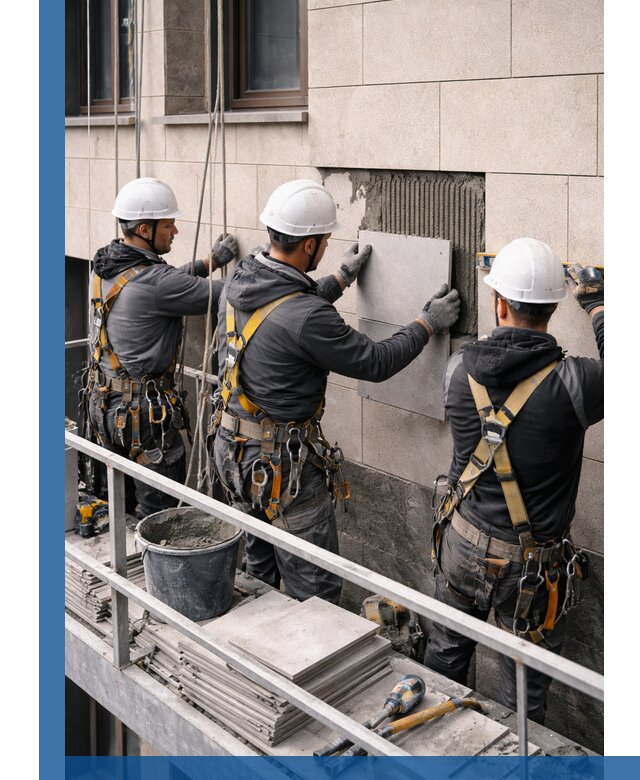 Ремонт облицовки фасада плиткой в Добрянке с гарантией