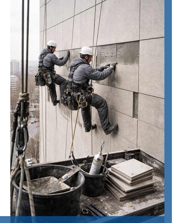 Ремонт фасада из керамогранита в Добрянке от 2526 р. | ВЫСОТНИК-Дбр