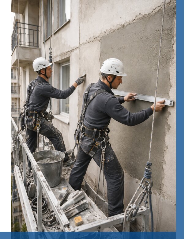 Штукатурка фасада на высоте в Добрянке от 909 р. | ВЫСОТНИК-Дбр