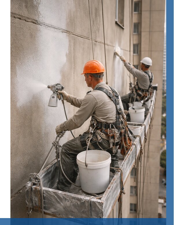 Грунтовка фасада на высоте в Добрянке от 121 р. | ВЫСОТНИК-Дбр