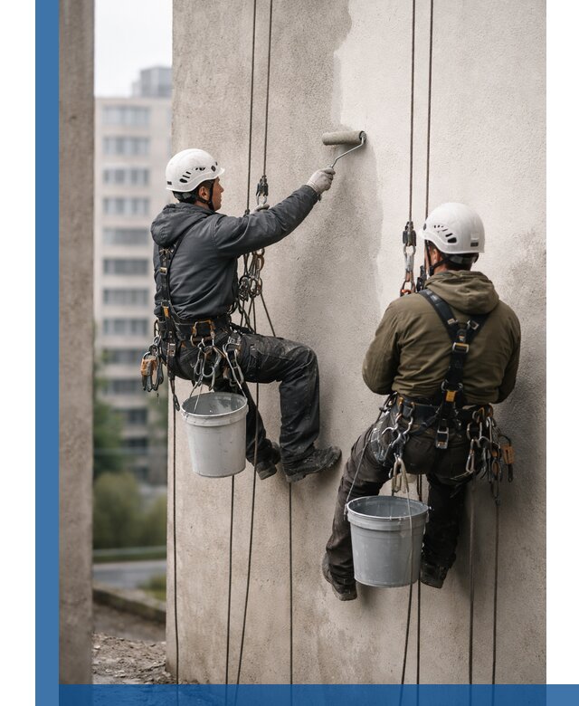 Покраска фасадов высотными альпинистами в Добрянке с гарантией