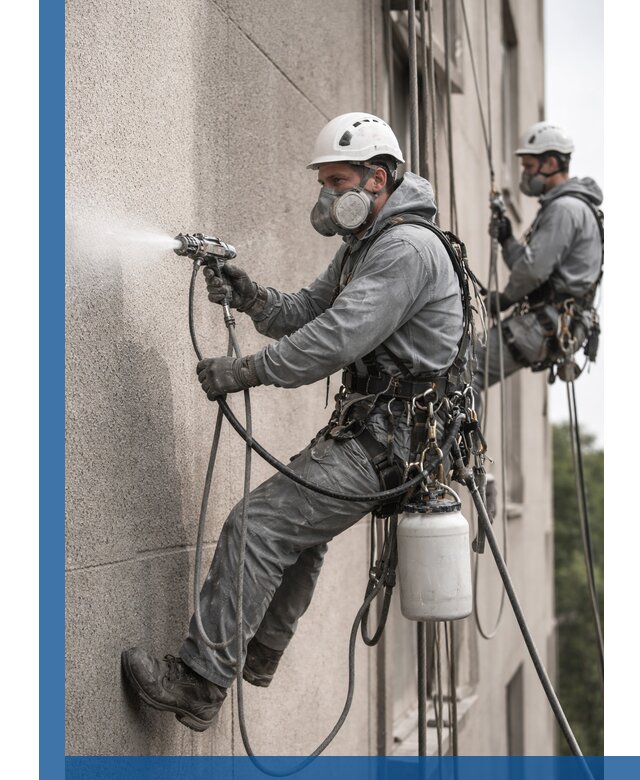 Безвоздушная покраска фасадов зданий в Добрянке профессионально