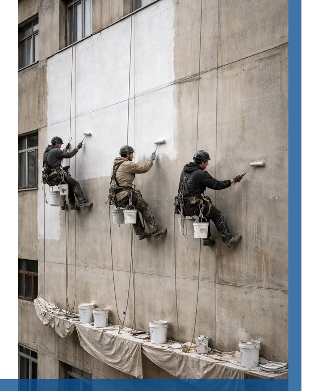 Покраска бетонного фасада в Добрянке от 354 р за м2 | ВЫСОТНИК-Дбр