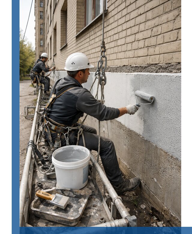 Окраска цоколя здания в Добрянке профессионально и надежно