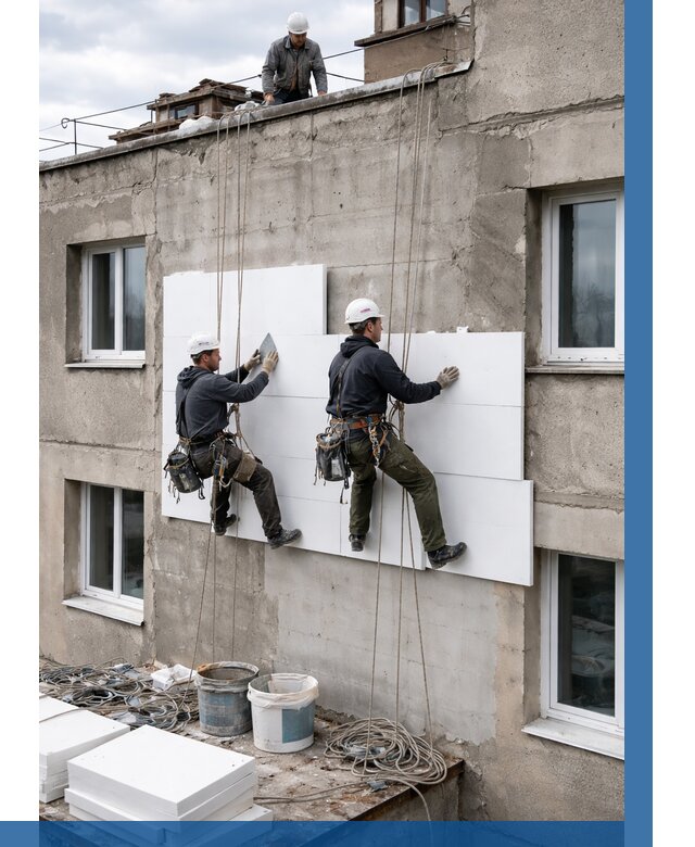 Утепление фасада пенополистиролом в Добрянке от 1818 р. | ВЫСОТНИК-Дбр