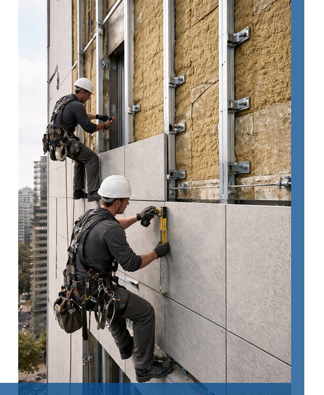 Монтаж вентилируемого фасада в Добрянке от 3536 р. | ВЫСОТНИК-Дбр