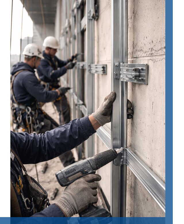 Монтаж подсистемы вентфасада в Добрянке от 859 р. | ВЫСОТНИК-Дбр