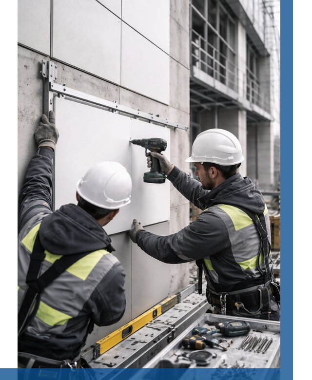 Монтаж композитных панелей фасада в Добрянке от 2526 р. | ВЫСОТНИК-Дбр