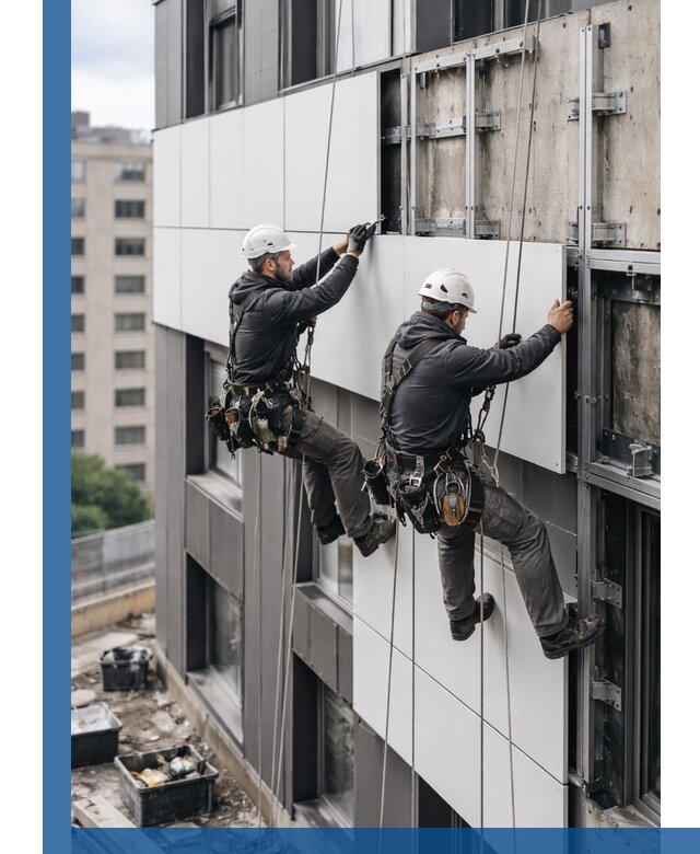 Монтаж композитных панелей фасада в Добрянке под ключ