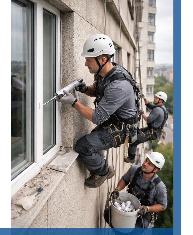 Герметизация оконных швов снаружи в Добрянке от 1515 р. | ВЫСОТНИК-Дбр