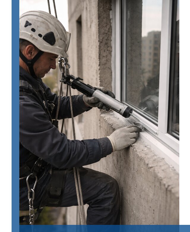 Герметизация оконных швов снаружи в Добрянке профессионально