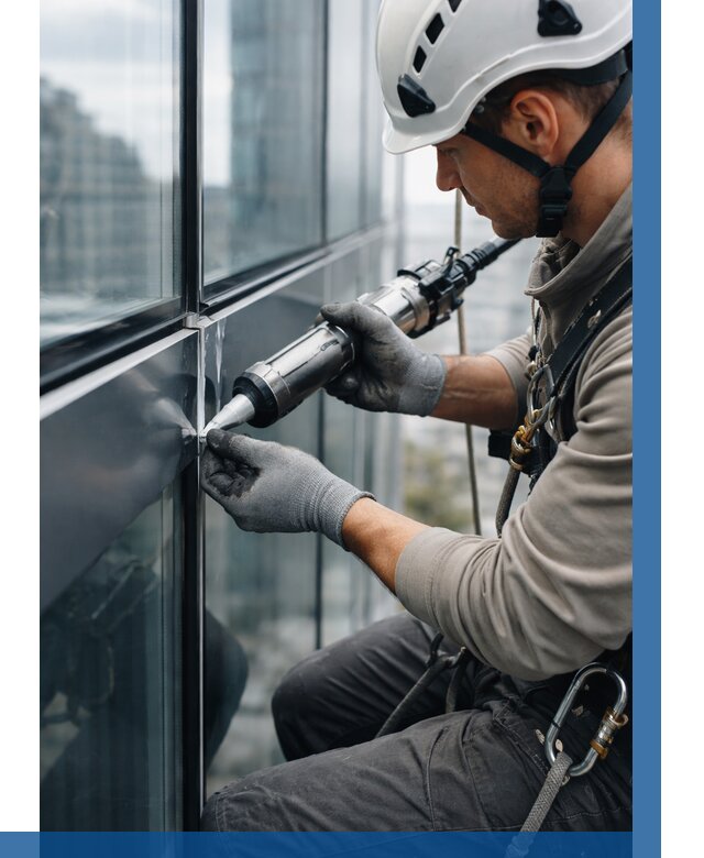 Герметизация стыков витража в Добрянке от 1212 р. | ВЫСОТНИК-Дбр