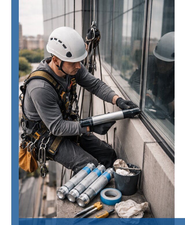 Герметизация стыков витража в Добрянке для герметичных фасадов