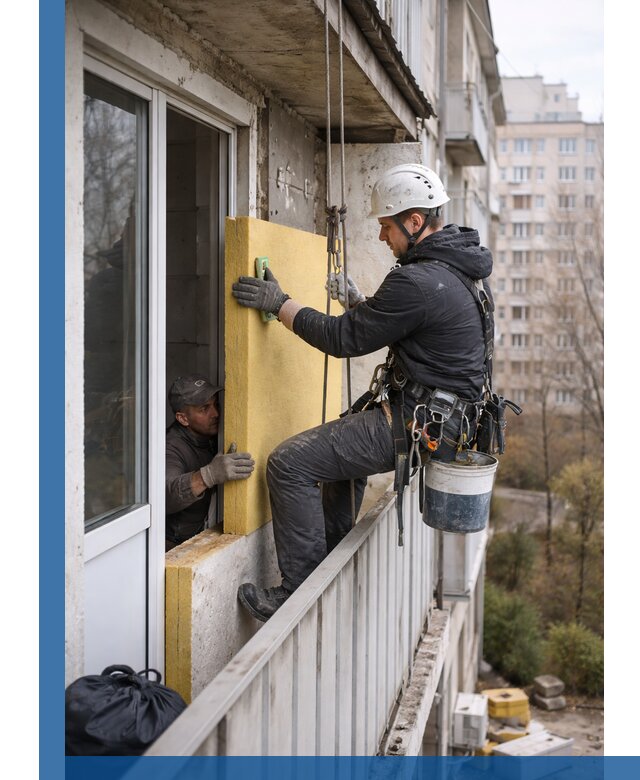Профессиональное утепление балкона снаружи в Добрянке под ключ