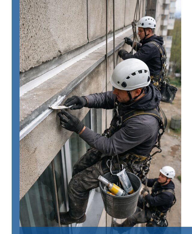 Герметизация примыкания балкона в Добрянке под ключ с гарантией