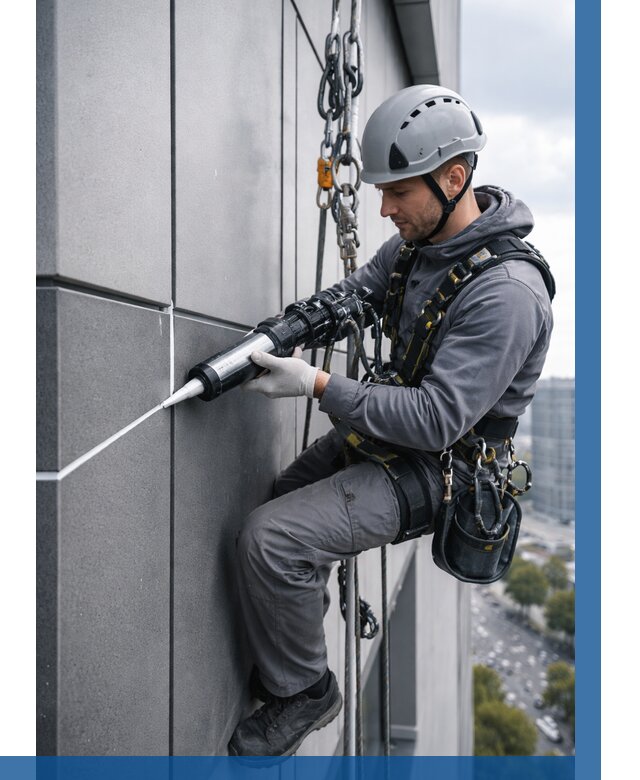 Герметизация стыков фасадных панелей в Добрянке от 6566 р.| ВЫСОТНИК-Дбр