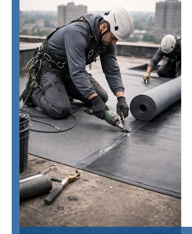 Ремонт мягкой кровли в Добрянке с выездом промальпинистов