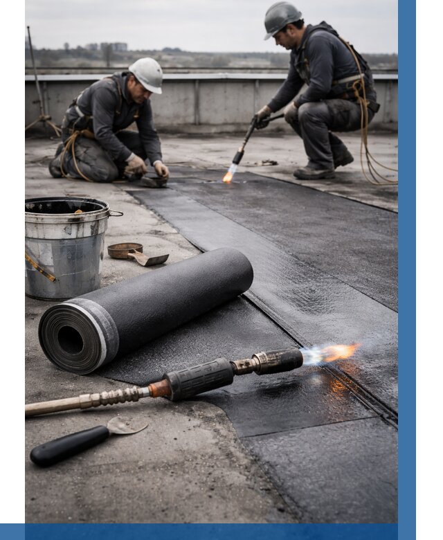 Ремонт рулонной кровли в Добрянке от 657 р. | ВЫСОТНИК-Дбр