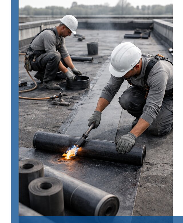 Ремонт рулонной кровли в Добрянке герметизация и восстановление