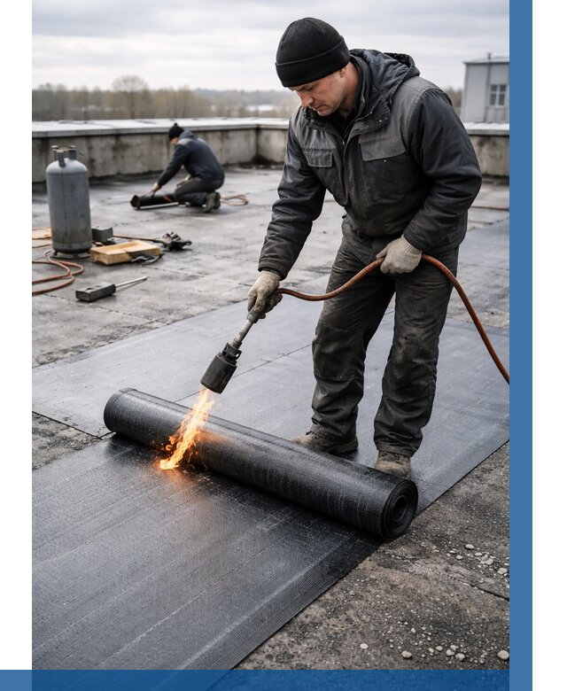 Ремонт наплавляемой кровли в Добрянке от 707 р. | ВЫСОТНИК-Дбр