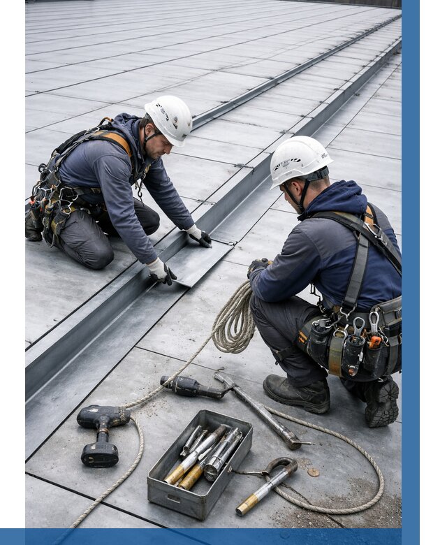 Ремонт фальцевой кровли в Добрянке от 707 р. | ВЫСОТНИК-Дбр