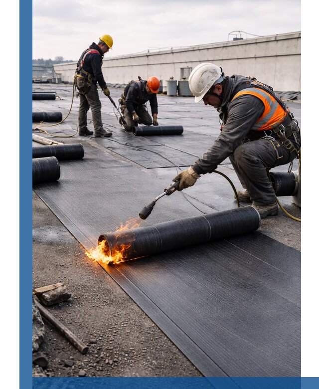 Монтаж наплавляемой кровли в Добрянке профессионально