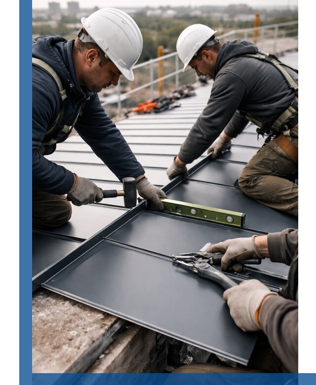 Монтаж фальцевой кровли в Добрянке для промышленных зданий