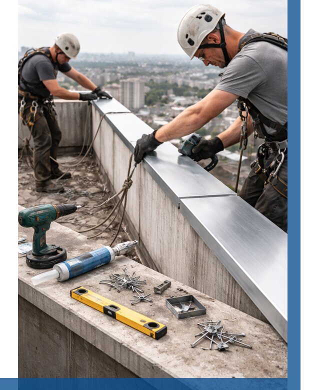 Монтаж парапетных крышек в Добрянке от 808 р. | ВЫСОТНИК-Дбр