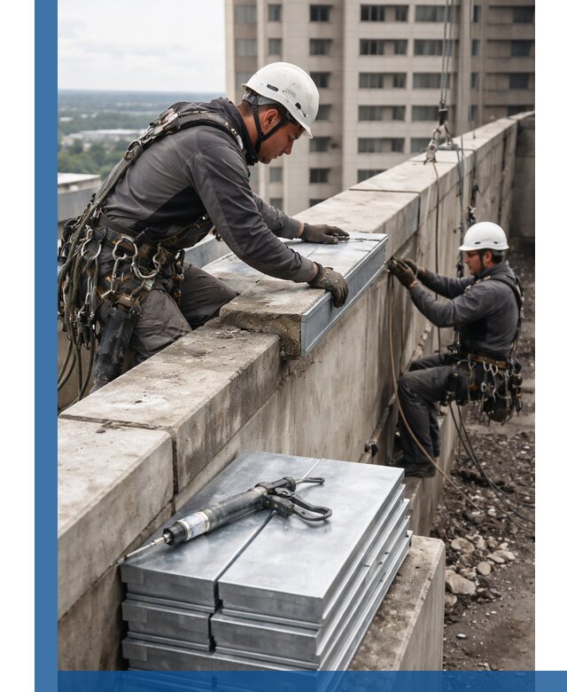 Замена парапетных крышек и установка новых в Добрянке