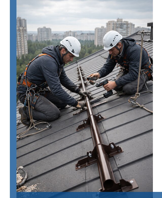 Монтаж снегозадержателей на кровле зданий в Добрянке под ключ