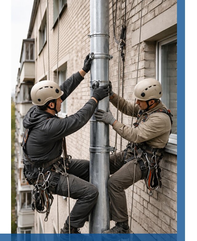 Замена водосточных труб в Добрянке от 6566 р. | ВЫСОТНИК-Дбр