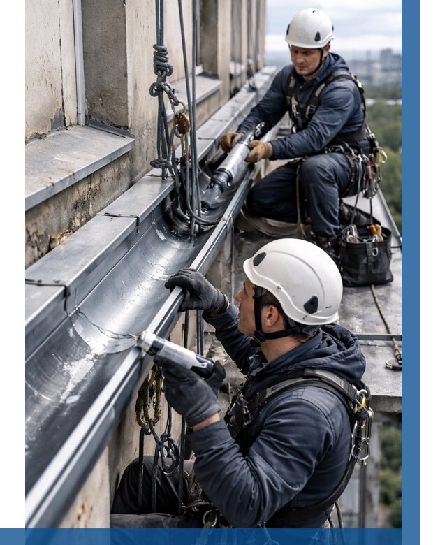 Ремонт водосточных желобов в Добрянке от 6566 р. | ВЫСОТНИК-Дбр