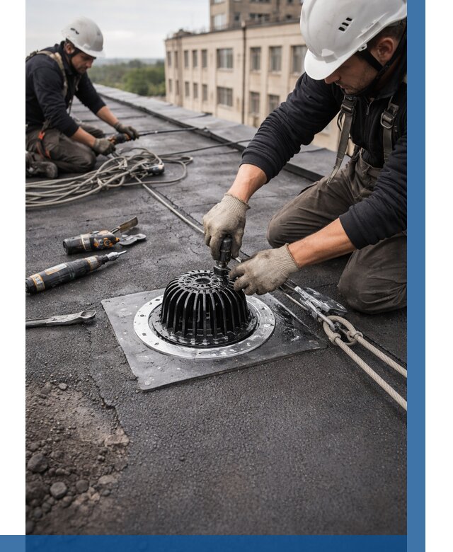 Установка водосточных воронок в Добрянке цена от 3536 р. | ВЫСОТНИК-Дбр