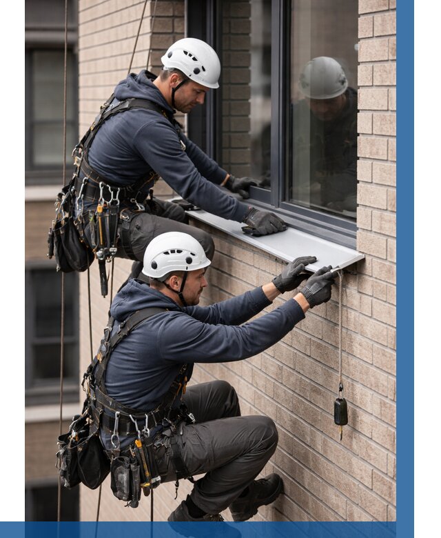 Монтаж оконных отливов под ключ в Добрянке от 3536 р. | ВЫСОТНИК-Дбр